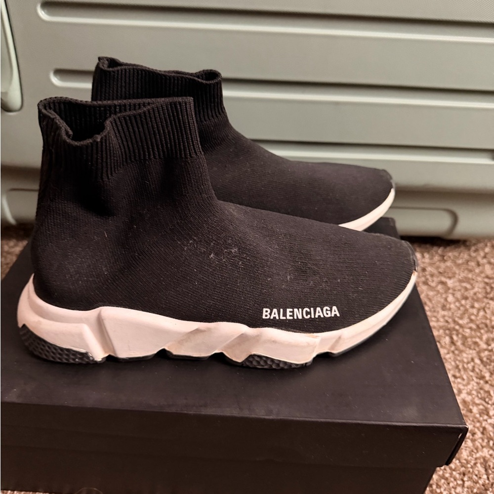 Balenciaga Black Knit High-Top Sneakers